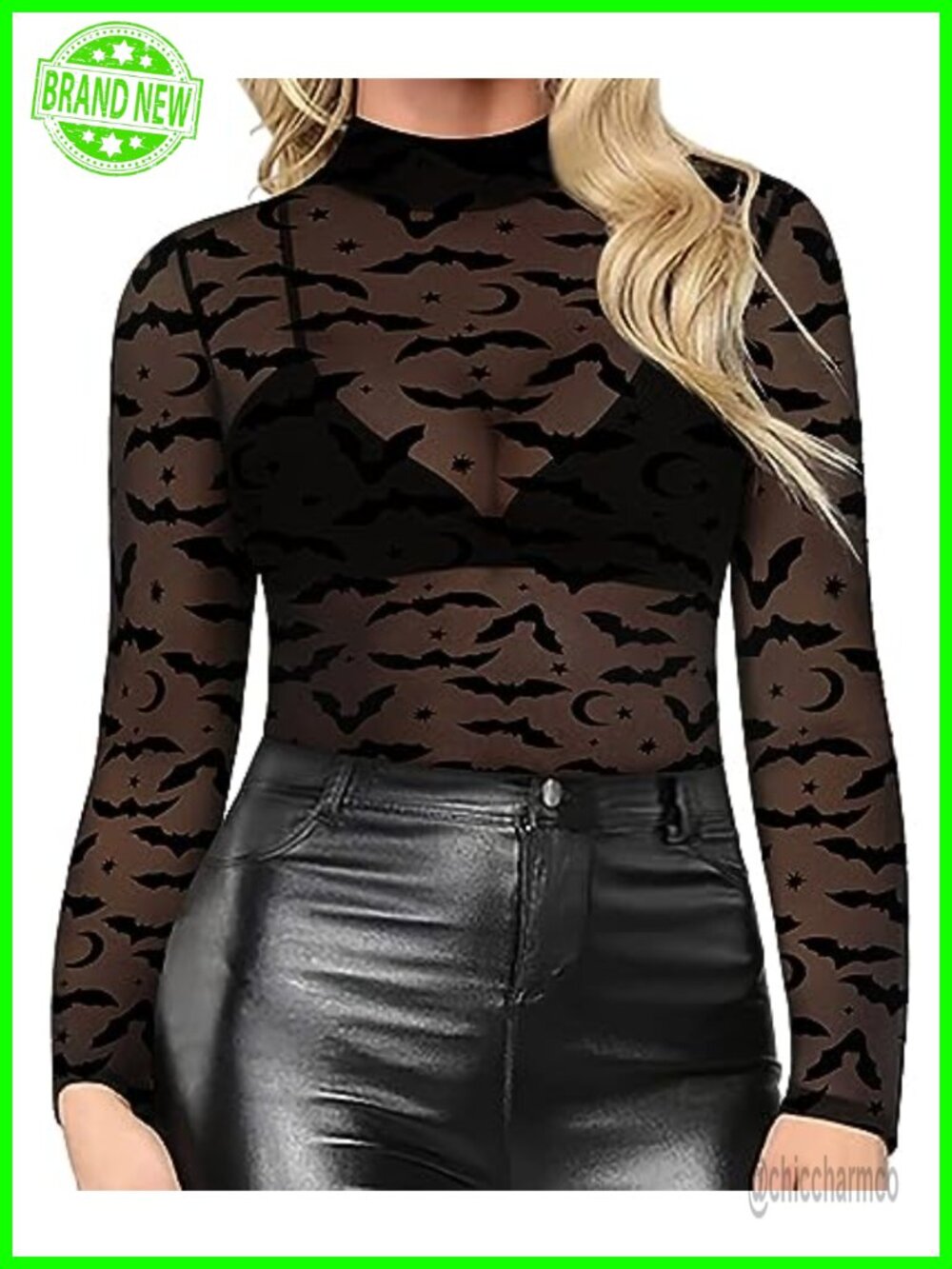 Women's Plus Size Mesh Top See Through Sheer Tunic Crewneck Long Sleeve